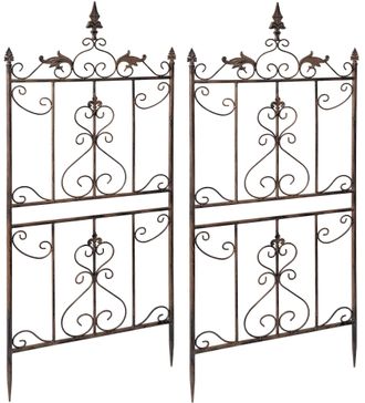 Clp Set De 2 Celos&iacute;as Myrte Espaldera Decorativa De Metal Para Plantas Trepadoras Marr&oacute;n