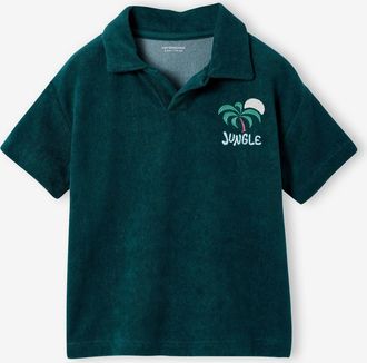 Vertbaudet Jungen Polohemd aus Frottee JUNGLE tannengr&uuml;n