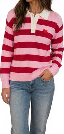 Design History Heart Sweater In Pink And Red Stripe