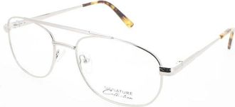 Signature Unisex Silver Tone Rectangular Eyeglass Frames 1111Silver56