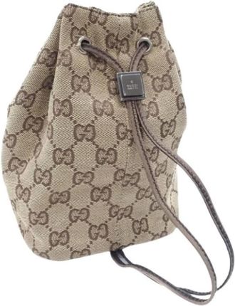 Gucci Pre-owned Bucket Bags, female, Brown, Size: ONE SIZE Pre-owned Canvas gucci-bags