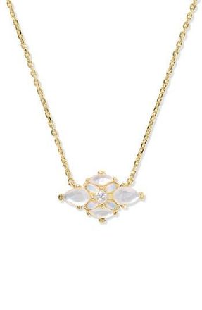 Kendra Scott Abbie Crystal Short Pendant Necklace in Gold Neutral Mix at Nordstrom Rack