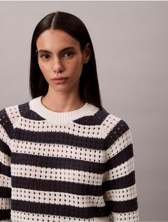 Calvin Klein Jeans Calvin Klein Womens Open Stitch Sweater - Navy - XL