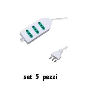 Trade Shop Trade Shop - Set 5 Pezzi Multipresa Elettrica Bipasso Multi Prese 3 Posizioni Posti 25000w
