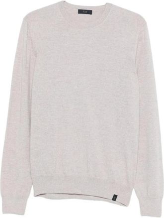 Fay Maglia Girocollo F.12 Cromo - Heren - Ronde hals truien - Grijs - M - Truien & Vesten