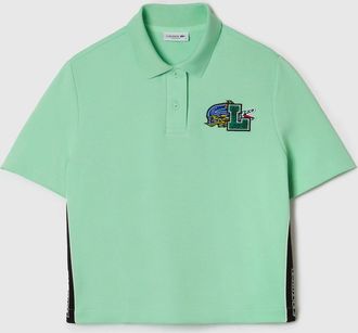 Lacoste Womens Regular-Fit Polo Shirt in Green Cotton - Size 10 UK