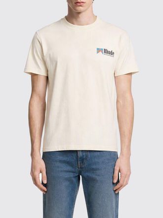 Rhude Short-Sleeved Cotton T-shirt with Contrasting Chest Logo