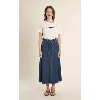 Molly Bracken Lange spijkerrok met riem