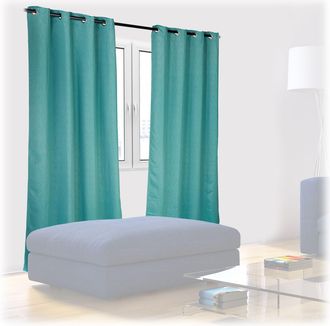 Relaxdays Set De 4 Cortinas Opacas Y Oscuras, Sobrecortinas Para Control De Luz Estampadas, Oscurecedoras, 245x135cm, Turquesa