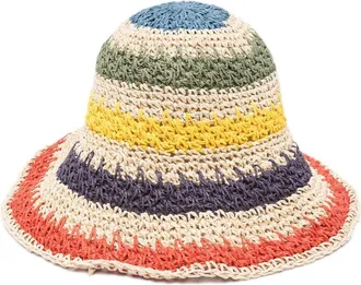 Ruslan Baginskiy striped knitted bucket - women - Straw - OS - Neutrals