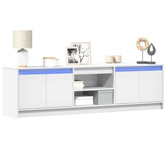 Berkfield Home TV Cabinet with LED White 180x34x50 cm Engineered Wood | Size: 180 x 34 x 50 cm