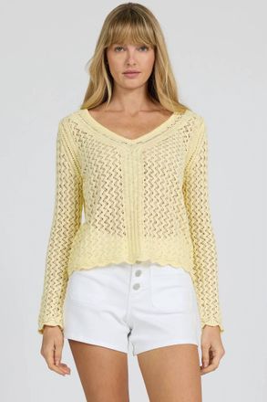 Dear John Denim Vivi Open-Knit Sweater In Wax Yellow