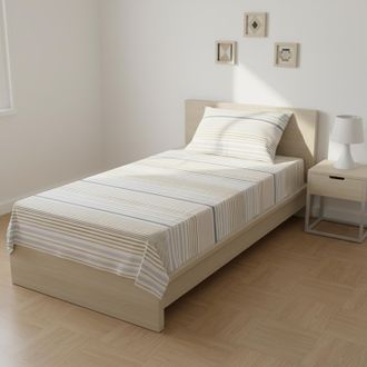 KASANOVA Completo letto singolo righe beige grigie