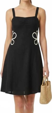 Vava Applique Linen Dress In Black
