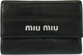 Miu Miu Pre-owned Wallets, female, Black, Size: ONE SIZE Pre-owned Madras Leather Wallet
