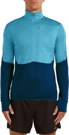 Icebreaker Tencel & Merino 200 Realfleece Descender Quarter Zip Pullover in Arctic/Atlantis/Cb at Nordstrom, Size Xx-Large