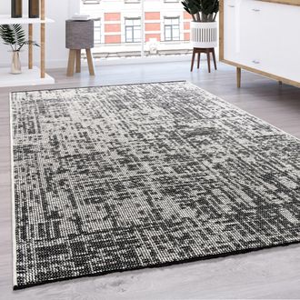 Paco Home Paco Home - Alfombra Tejido Plano Salon Moderna Lisa Color Pastel Con Flecos 200x280 Cm, Crema