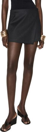 Mango Wrap Linen & Cotton Miniskirt in Grey at Nordstrom, Size 10