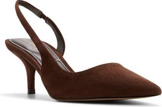Aldo Stessy Low Slingback Half dOrsay Pointed Toe Pump in Dark Brown at Nordstrom, Size 7.5