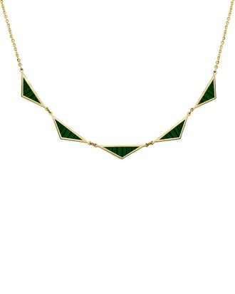 Italian Gold, Inc 14K Malachite 5 Station Triangle Necklace
