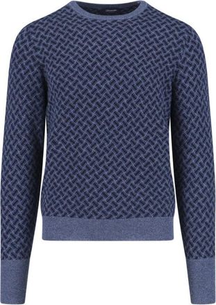 Drumohr Cashmere Sweater, Blue, Crew Neck, Long Sleeves