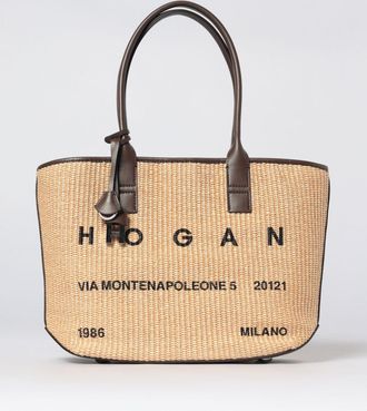Hogan Borsa Address tote in rafia con logo Hogan