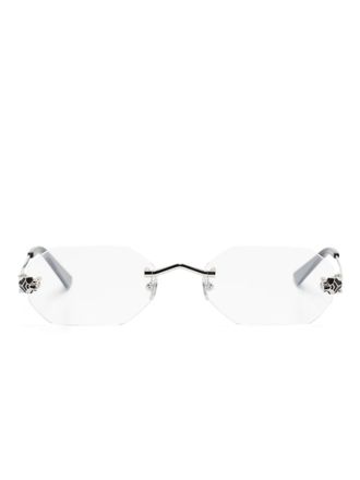 Cartier Panther Head-detail rimless glasses - unisex - Metal - 54 - Silver