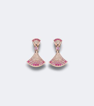 Bulgari Divas Dream 18kt rose gold drop earrings with gemstones