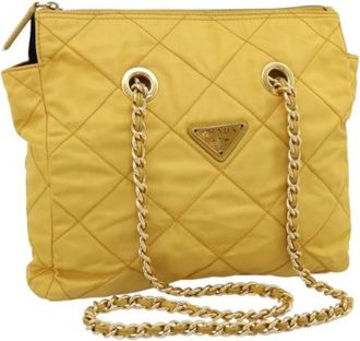 Prada Pre-owned Vintage Nylon Shoulder Bag - Dames - Vintage Schoudertas - Geel - ONE Size - Nylon - Vintage