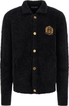Dolce & Gabbana C&aacute;rdigan Polo de Lana de Alpaca Boucl&eacute; - Knitwear - Hombre - Negro - 2XL