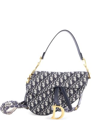 Dior Saddle Handbag with Strap Oblique Canvas Medium shoulder bag - Blu