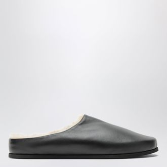 Dear Frances Slipper Shoe nere in pelle con interno in shearling