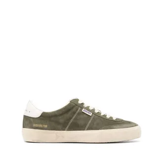 Golden Goose Sneakers, male, Green, Size: 7 US Olive Green Suede Lace-Up Sneakers