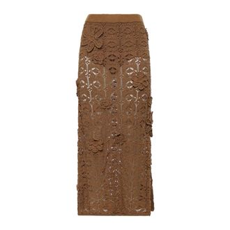 Pinko Maxi Skirts, female, Orange, Size: XS Rose Crochet Skirt