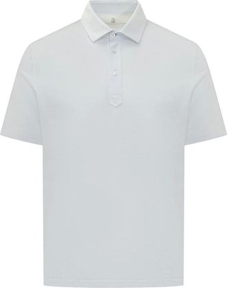 Brunello Cucinelli Tops, Heren, Blauw, M, Polo met korte mouwen en knoopsluiting