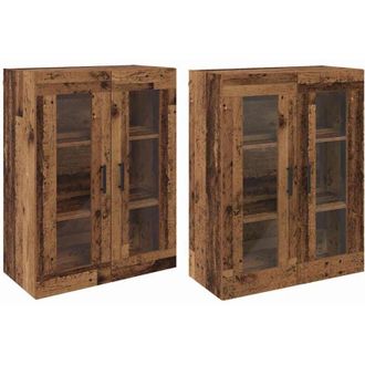 vidaXL Vidaxl - Armarios Montados en la Pared 2 pcs Madera vieja