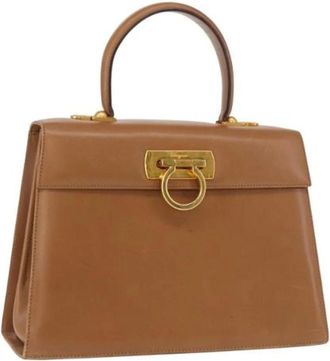 Ferragamo Pre-owned Handbags, female, Brown, Size: ONE SIZE Pre-owned Leather Handbag