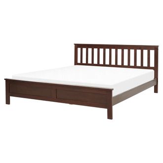 Beliani Cama De Madera Oscura 160 X 200 Cm Somier De Listones Estilo Tradicional Mayenne
