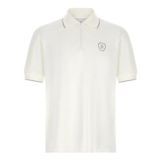 Brunello Cucinelli Polo techno piqu&eacute; con media cremallera - Tops - Hombre - Blanco - 2XL