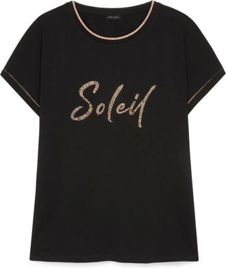 Fiorella Rubino Katoenen t-shirt met Soleil-print - Dames - T-shirts - Zwart - M - Katoen - Tops