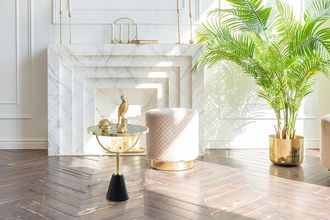 Kayoom Beistelltisch »Oscar 125, edle marmorierte Glasplatte« 1 Stk. tlg. ausgefallenes Gestell, stabiler Marmorfuss, marmorierte Glasplatte