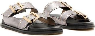AllSaints Magda Two Strap Stud Sandal in Silver at Nordstrom, Size 7.5Us