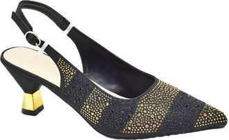 Generic Womens Shoes and Bags Set Sparkly Rhinestone Stripe Decoration Pointed Toe Heeled Shoes Chain Strap Shoulder Bag