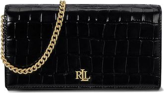 Lauren Ralph Lauren Croc-embossed Medium Adair Ii Crossbody Cross Body Womens Handbags Black, Leather