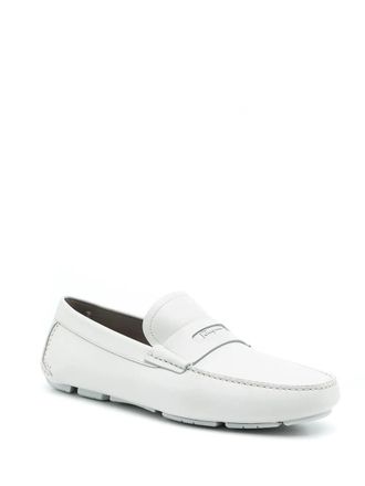 Ferragamo Penny-Slot Leather Driving Loafer - White