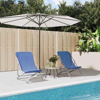vidaXL Sillas De Playa Plegables 2 Uds Textilene Acero Recubierto Azul Vidaxl