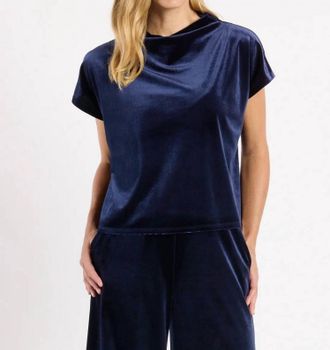 Jude Connally Tillie Stretch Velvet Top In Timeless Navy