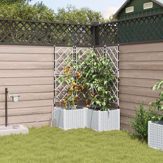 Berkfield Home Garden Planters with Water Irrigation System 3 pcs White