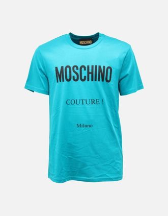 Moschino Mens Moschino Couture Milano Green T-Shirt - Blue - Size: 40