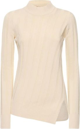 Stella McCartney Wide Rib Knit Top - Dames - Coltruien - Beige - L - Polyester - Truien & Vesten